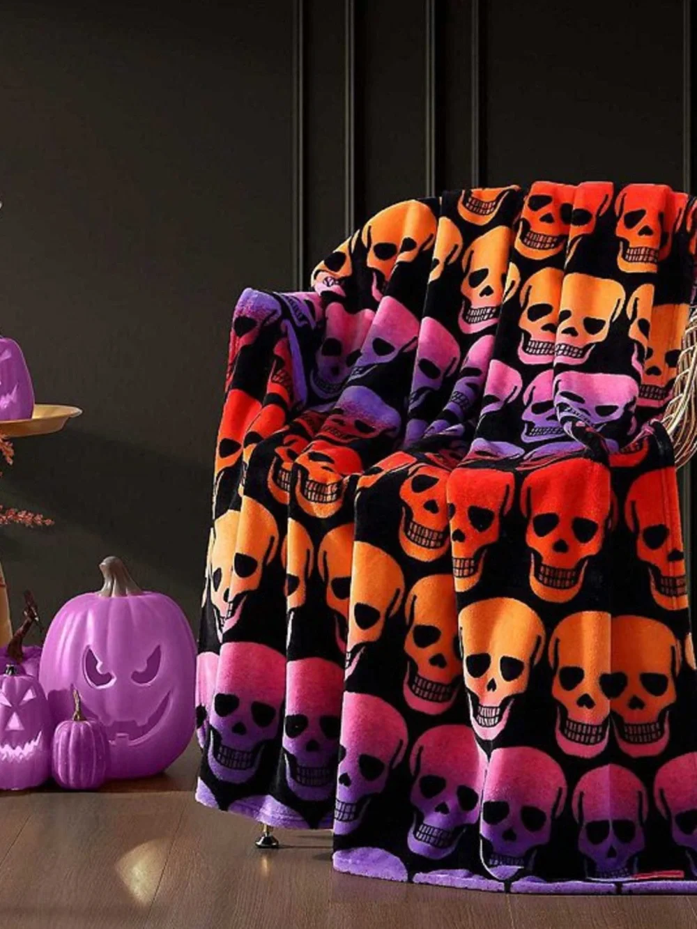 Betsey Johnson NWT Halloween Skull Ombre 50 X 70 Throw